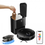 LDS robot aspirateur et mop combo Liectroux M70 Pro, nettoyage à sec et humide intelligent, avec station de vidange automatique, cartes multi-étages, aspiration puissante de 6,5 kpa, boost de tapis, batterie 3200mAh, autonomie maximale de 175 minutes.