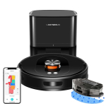 Aspirateur robot laveur Liectroux T9 avec station de vidage automatique, navigation laser LiDAR SLAM, aspiration puissante 6500Pa, nettoyage intelligent sec et humide, cartographie multi-étages, mode tapis (Carpet Boost), brosses anti-enchevêtrement, WiFi double bande 2,4/5 GHz